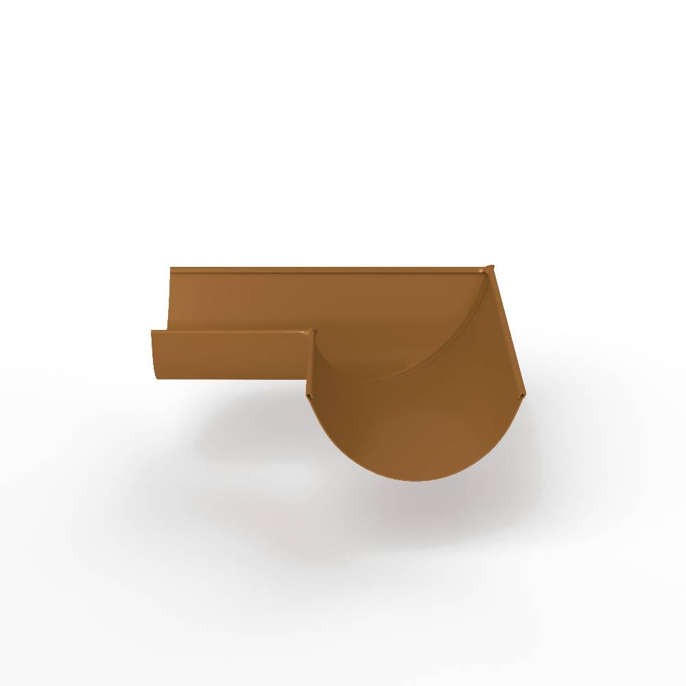 Угол 90 градусов водосточного желоба оцинкованный порошок ф150х400х400мм RAL 8001