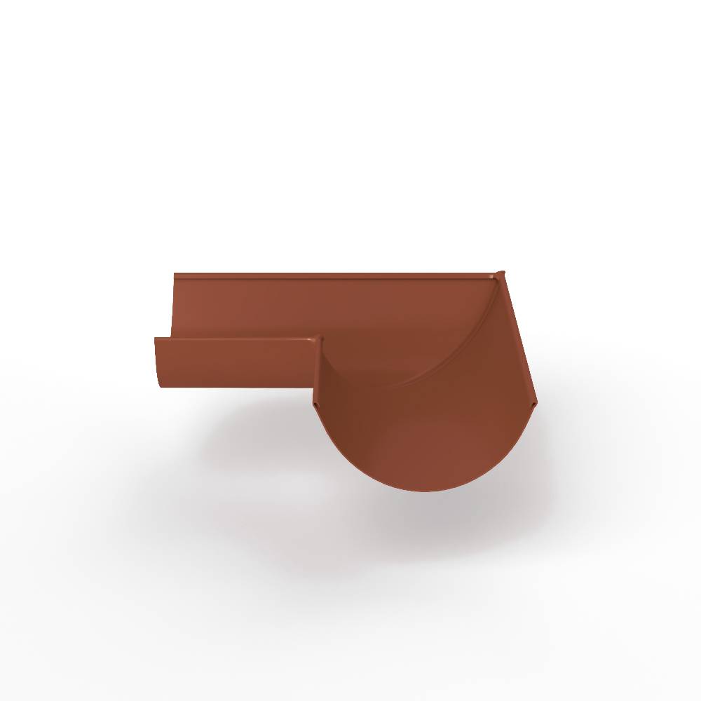 Угол 90 градусов водосточного желоба оцинкованный порошок ф180х400х400мм RAL 8004