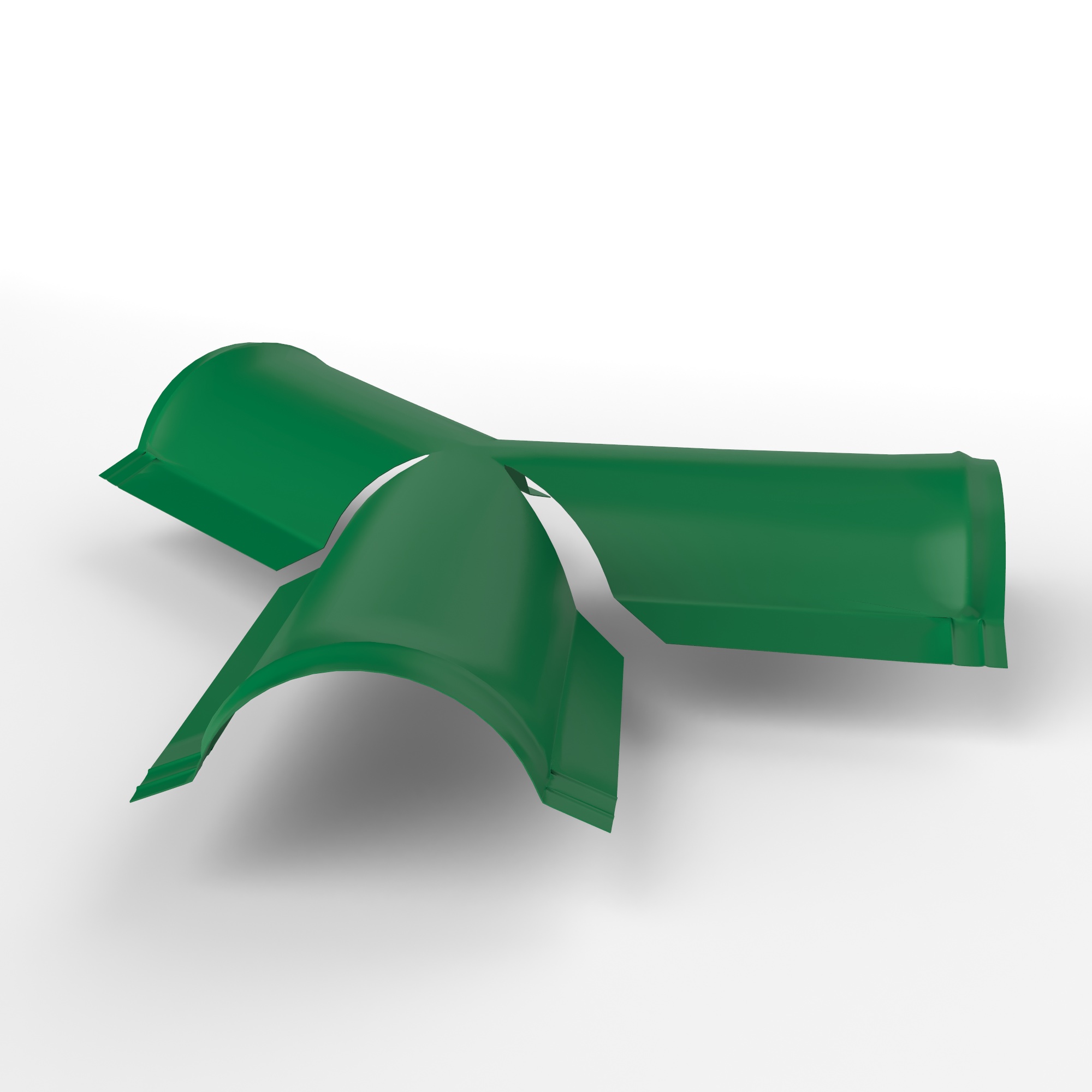 Тройник Y-образный 0,45x220x290мм (RAL 6029) полукруглого конька для кровли, с порошковым покрытием