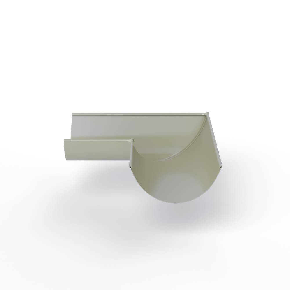 Угол 90 градусов водосточного желоба оцинкованный порошок ф180х400х400мм RAL 7032