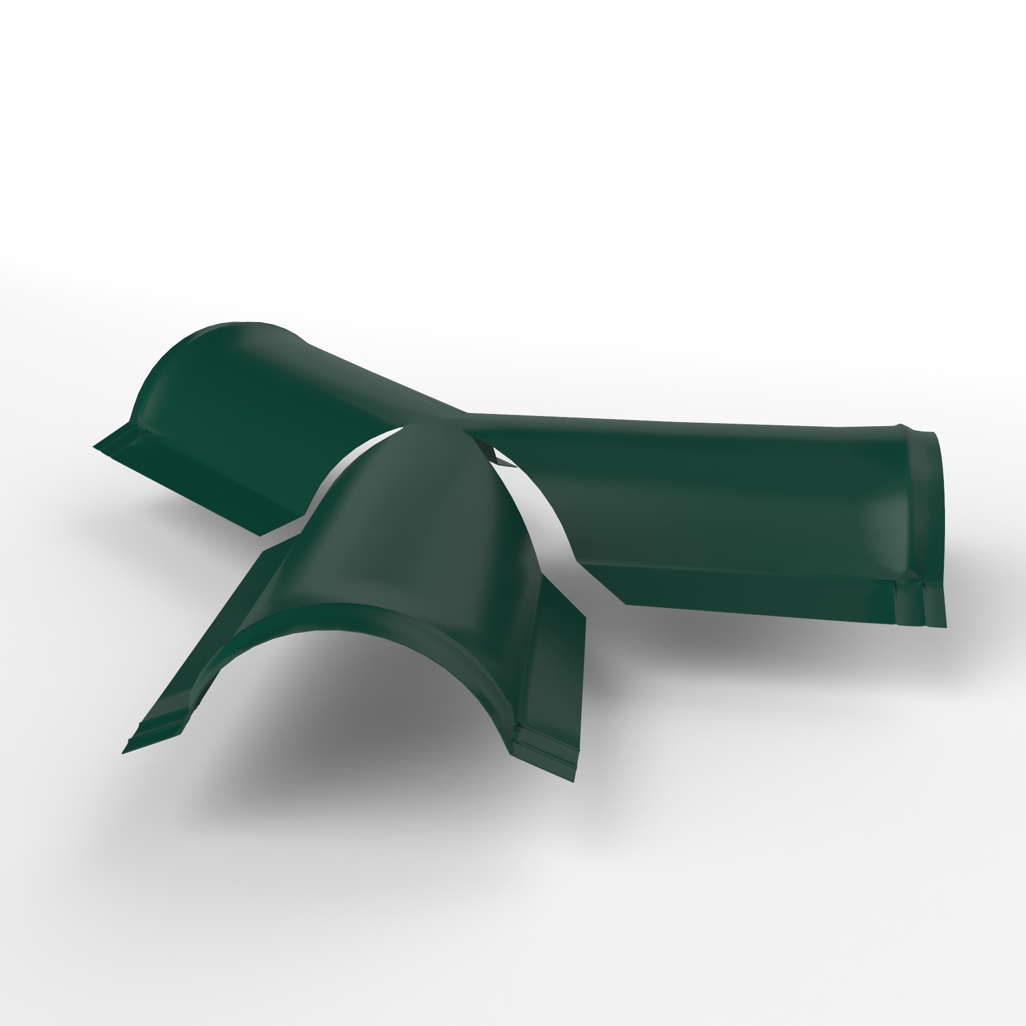 Тройник Y-образный 0,45x220x290мм (RAL 6005) полукруглого конька для кровли, с порошковым покрытием