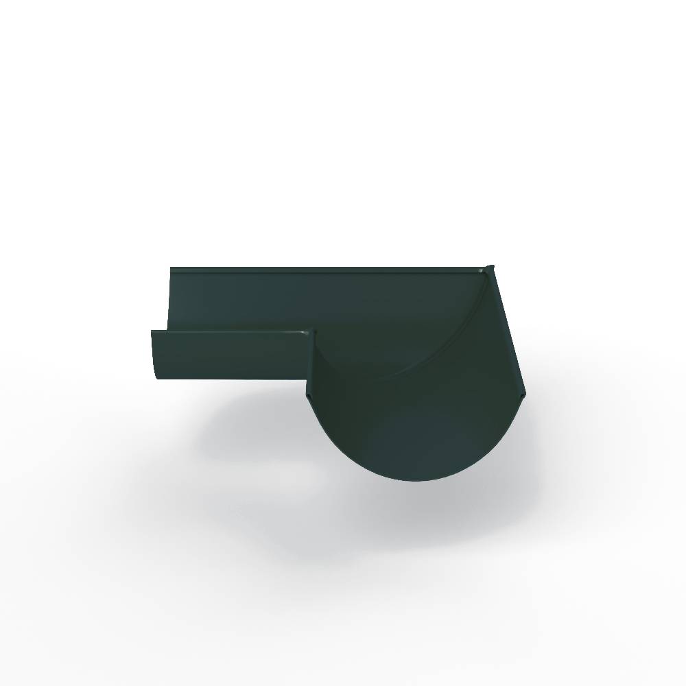 Угол 90 градусов водосточного желоба оцинкованный порошок ф180х400х400мм RAL 6012