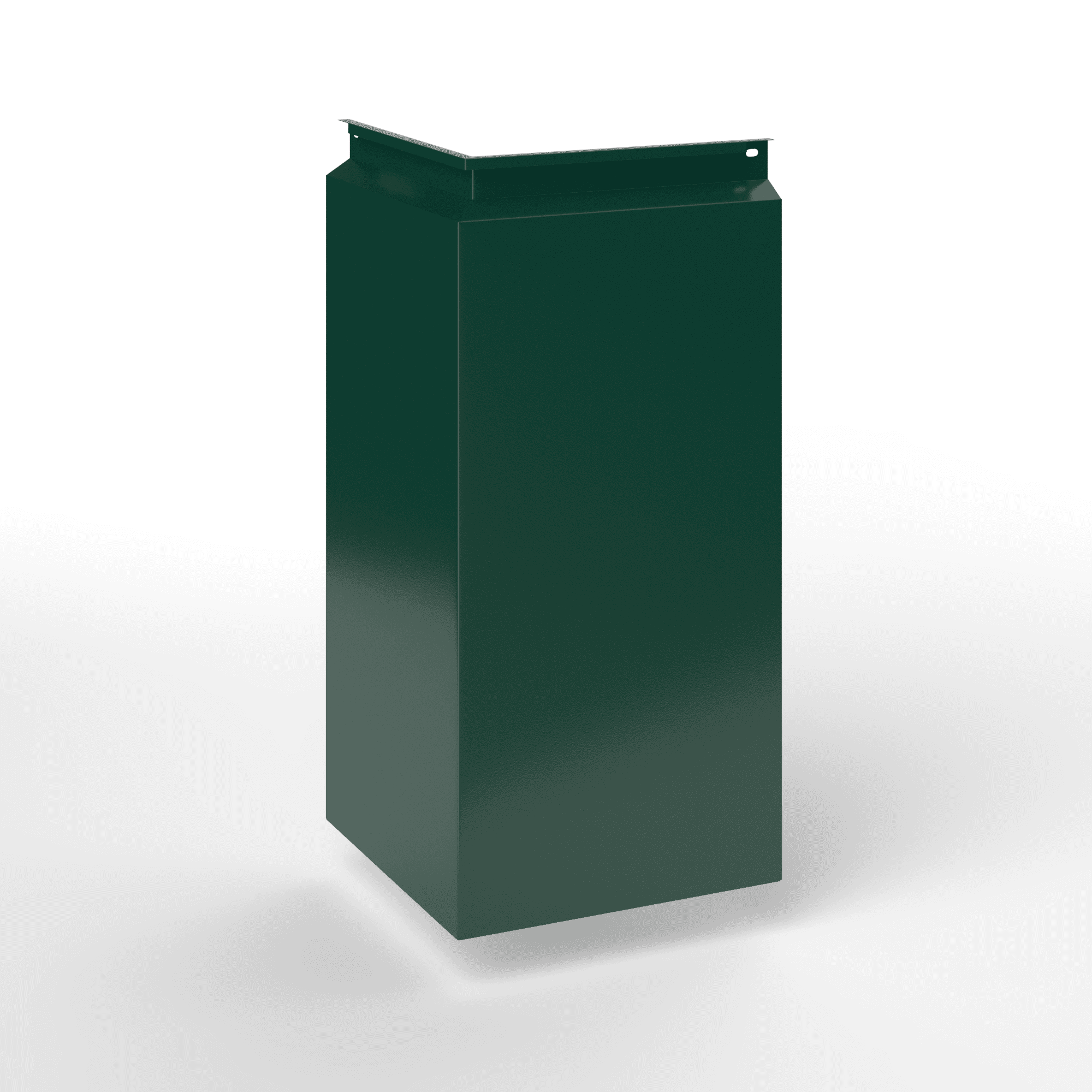 Фасадная металлокассета угловая закрытого типа оцинкованная с порошковым покрытием 1,2мм RAL 6005