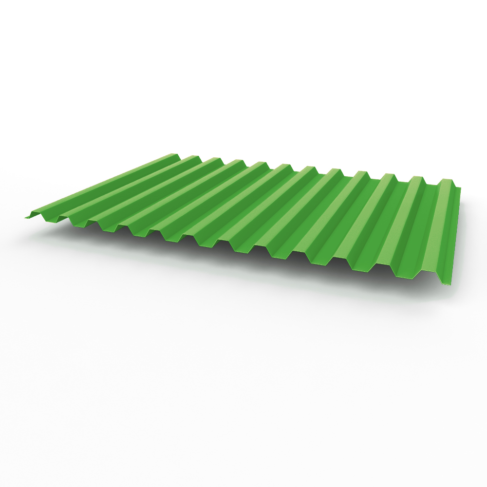 Профнастил С21 0,5х1051мм (RAL 6018) оцинкованный, с полимерным покрытием (полиэстер)