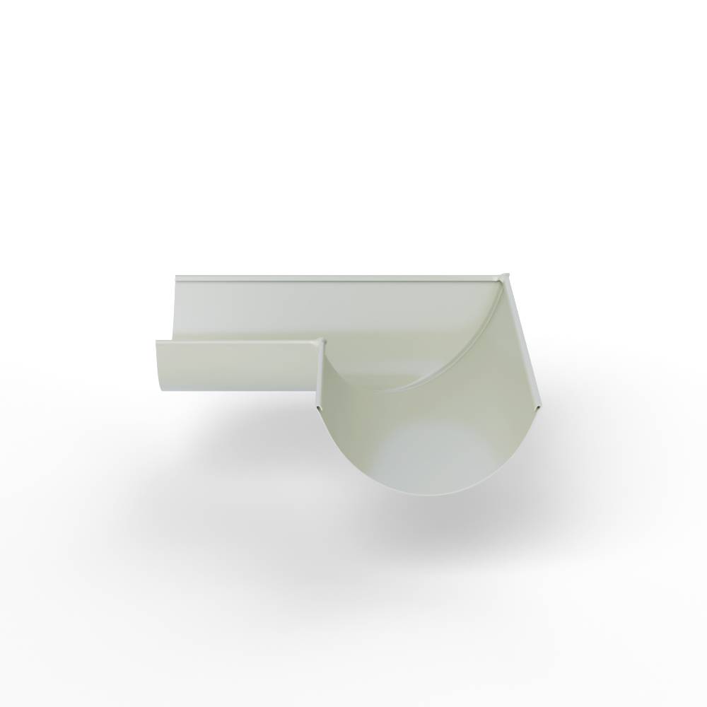 Угол 90 градусов водосточного желоба оцинкованный порошок ф120х400х400мм RAL 9002