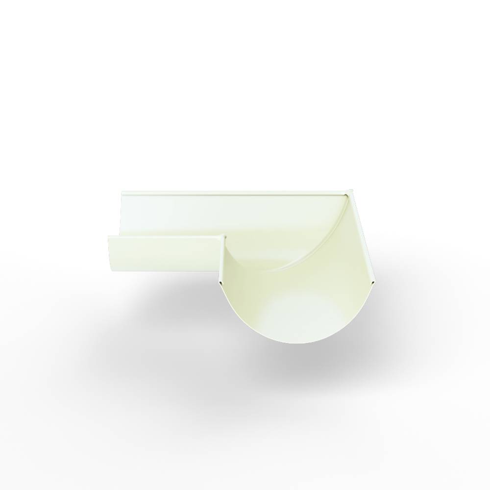 Угол 90 градусов водосточного желоба оцинкованный порошок ф180х400х400мм RAL 9016