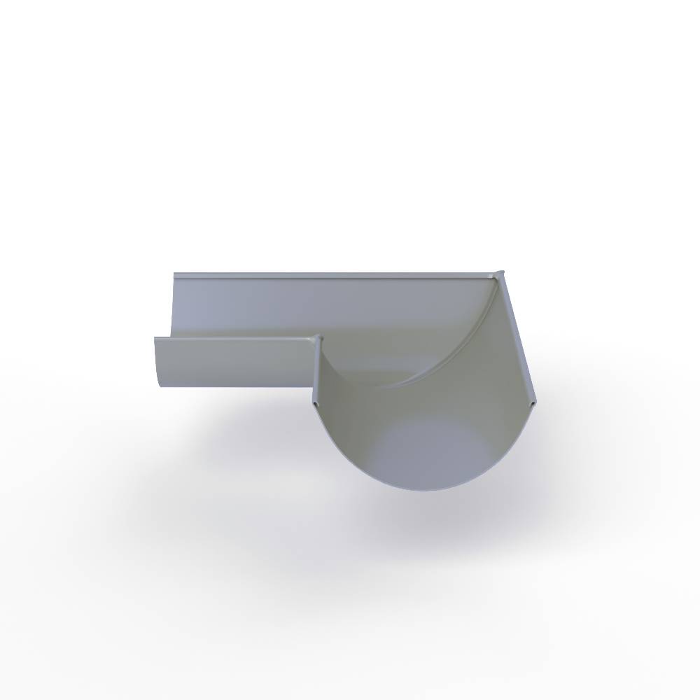 Угол 90 градусов водосточного желоба оцинкованный порошок ф220х400х400мм RAL 7040