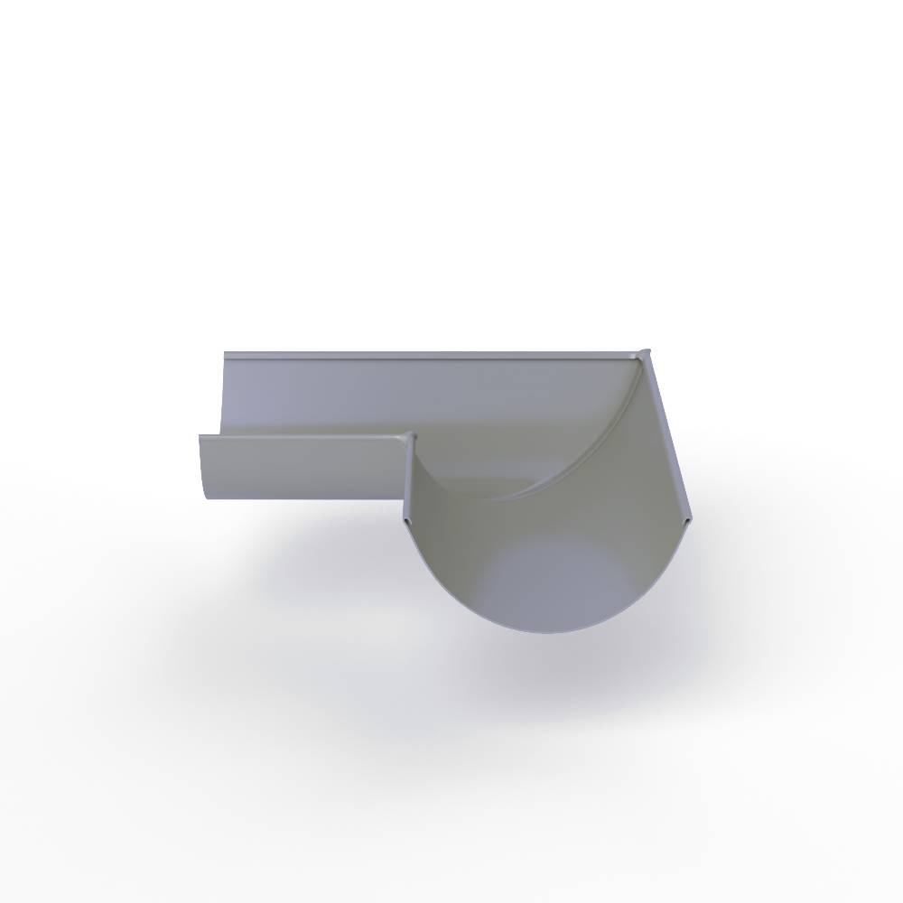 Угол 90 градусов водосточного желоба оцинкованный порошок ф120х400х400мм RAL 7004