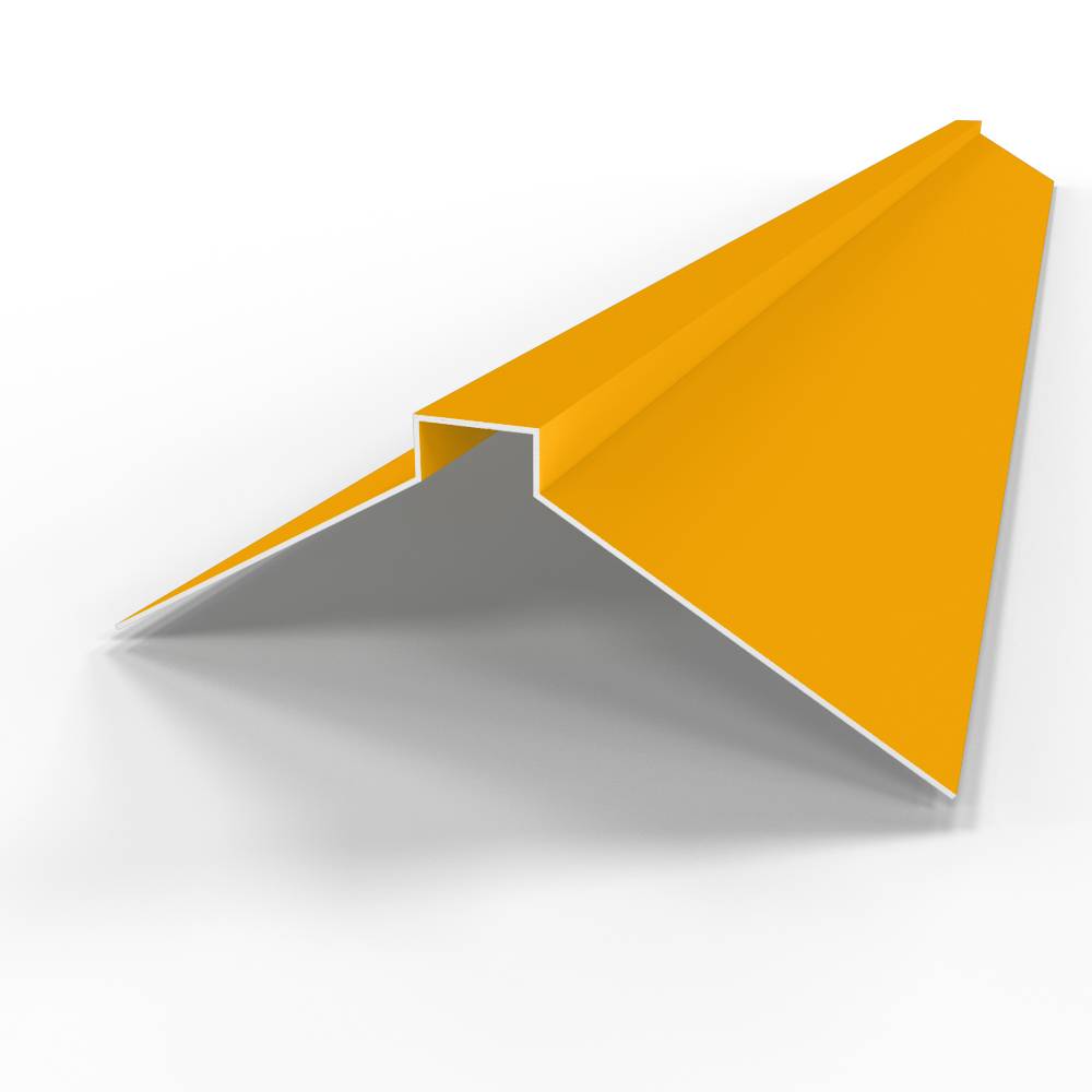 Конек фигурный 0,45 мм RAL 1037 оцинкованный, с порошковым покрытием