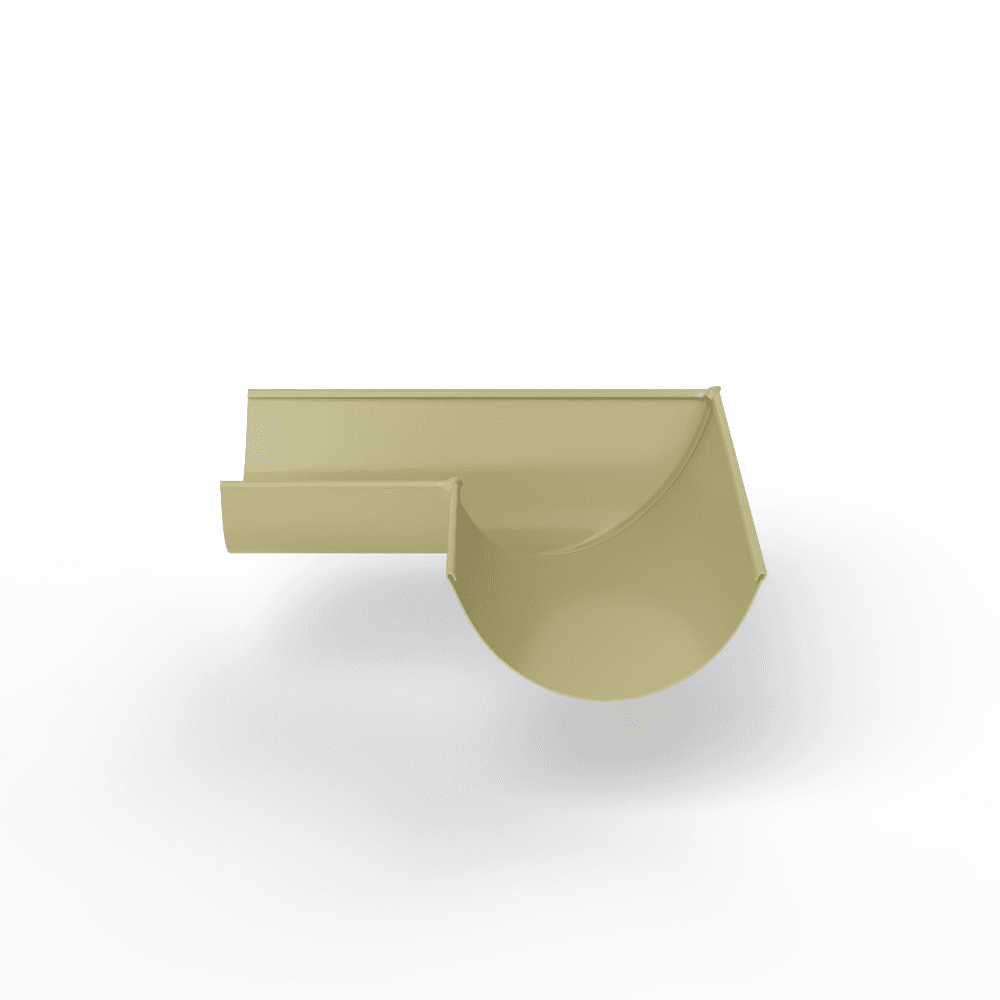 Угол 90 градусов водосточного желоба оцинкованный порошок ф120х400х400мм RAL 1000