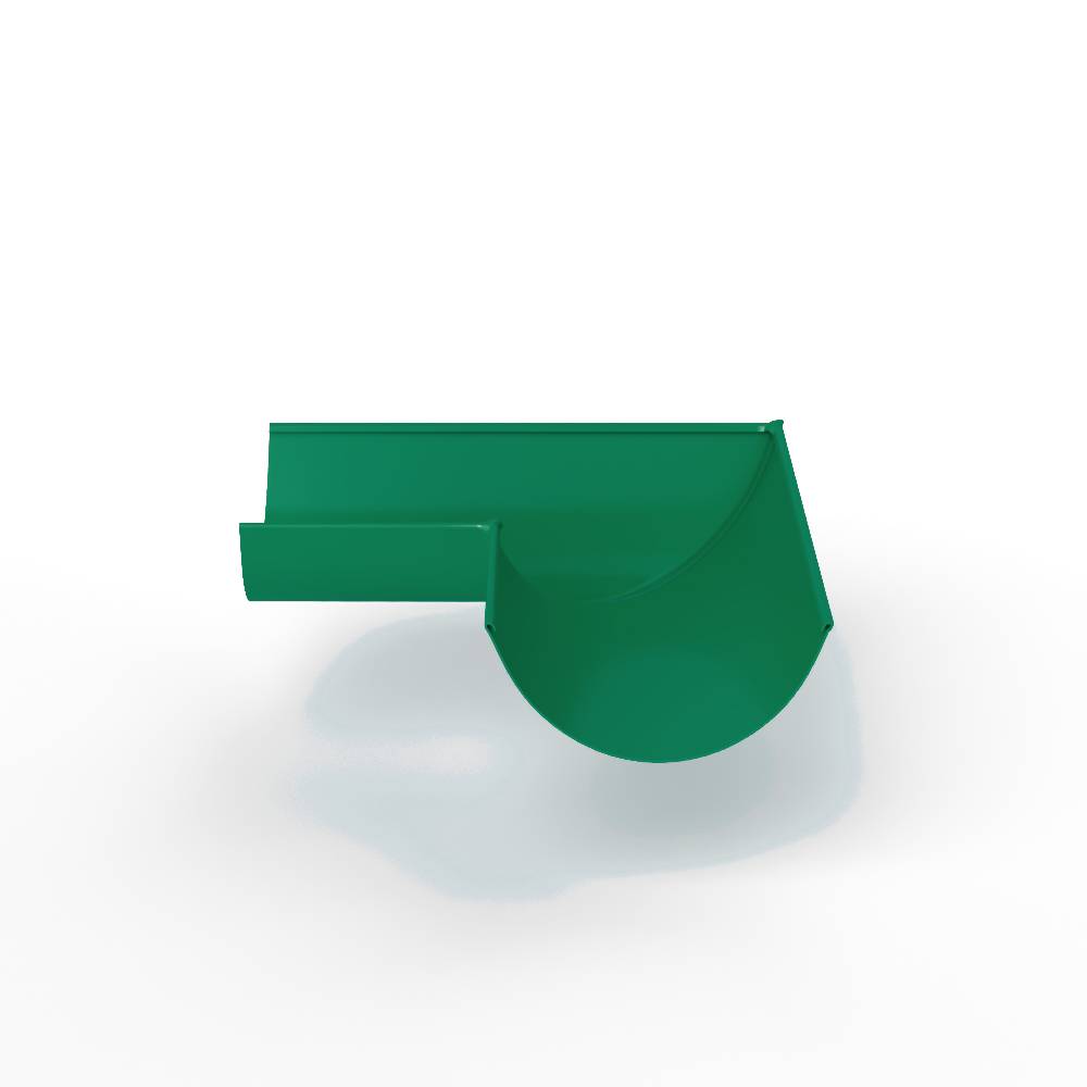 Угол 90 градусов водосточного желоба оцинкованный порошок ф220х400х400мм RAL 6032