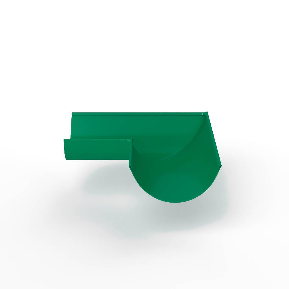 Угол 90 градусов водосточного желоба оцинкованный порошок ф220х400х400мм RAL 6024