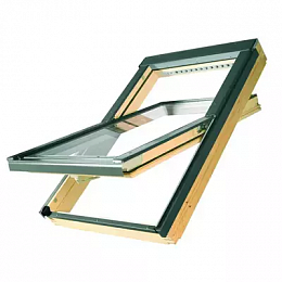 Окно мансардное дерево, лак ручка снизу Fakro FTS-V U2 (V22) Standart 55*78см