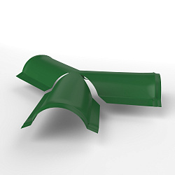 Тройник Y-образный 0,45x220x290мм (RAL 6002) полукруглого конька для кровли, с порошковым покрытием