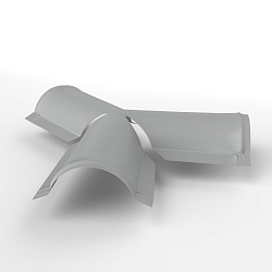 Тройник Y-образный 0,45x220x290мм (RAL 9006) полукруглого конька для кровли, с порошковым покрытием