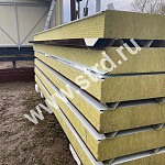 Стеновая трёхслойная сэндвич-панель 5 канавок 80мм 1190мм с видимым креплением минеральная вата Полиэстер ТермоСпецПанель