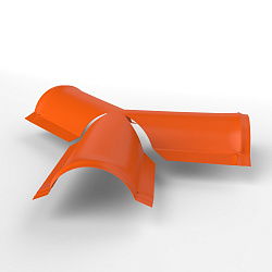 Тройник Y-образный 0,45x220x290мм (RAL 2004) полукруглого конька для кровли, с порошковым покрытием