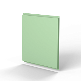 Фасадная металлокассета 530x530 (RAL 6019) открытого типа, с порошковым покрытием 0,7 мм