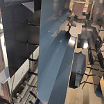 Околооконная планка сложная (j-фаска) для фасада оцинкованная с порошковым покрытием 0,45мм ширина менее 625 мм RAL 3011