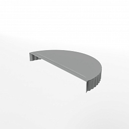 Заглушка для кровли торцевая 0,45мм x 220мм (RAL 9006) к полукруглому коньку, оцинкованная, с порошковым покрытием