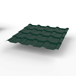 Металлочерепица Kamea оцинкованная с полимерным покрытием 0,45х1180мм RAL 6005