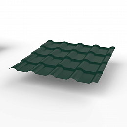 Металлочерепица Kamea оцинкованная с полимерным покрытием 0,45х1180мм RAL 6005