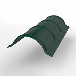 Конек полукруглый 0,45x301мм RAL 6005 для кровли с порошковым покрытием