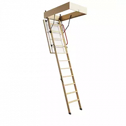 Лестница деревянная Docke Premium Termo складная 3-сегментная 120*70см 280см