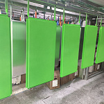 Фасадная металлокассета 1740x530 (RAL 6018) открытого типа, с порошковым покрытием 0,7 мм