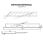 Металлочерепица МП Ламонтерра-X (VALORI-20-DarkGrey-0,5)